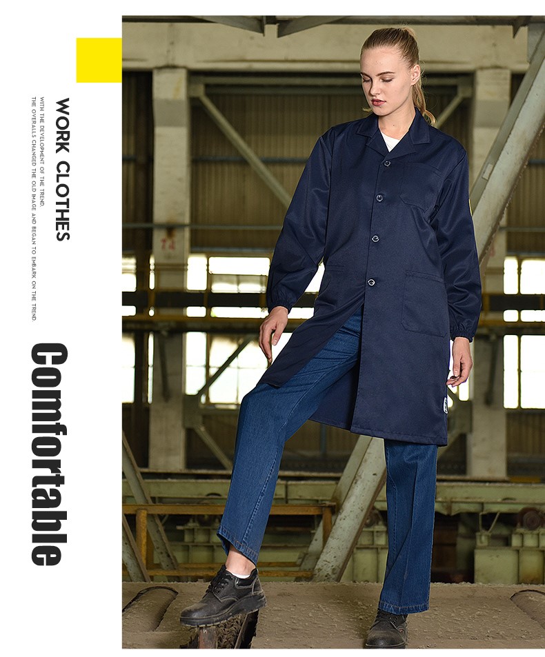 春秋长袖防静电蓝大褂工作服男女中石化加油站车间实验防护劳保服(图13)