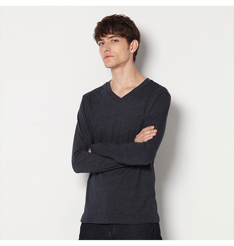 情侣款男士纯色倒三角LOGO长袖T恤(图8)