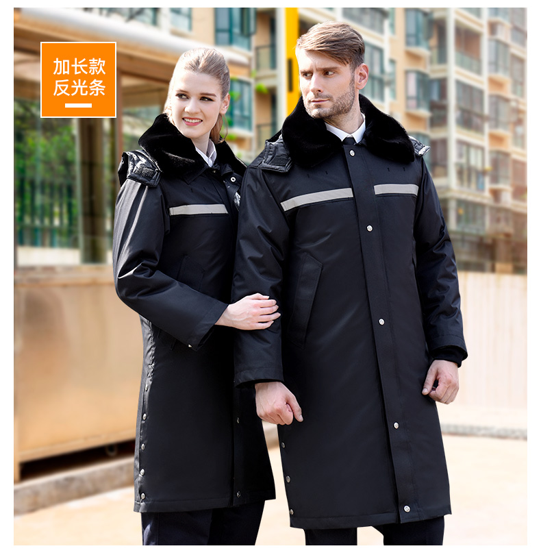 保安棉衣男冬季加厚工作服反光条棉服保安服冬装多功能大衣防寒服(图16)