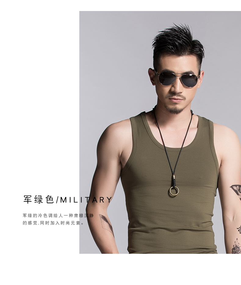 运动背心男潮牌健身坎肩男士修身打底个性潮流夏季纯棉无袖t恤男(图16)