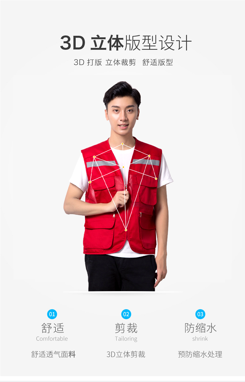 反光马甲安全服骑手施工快递员夏季网眼工作服多口袋背心工装服(图4)