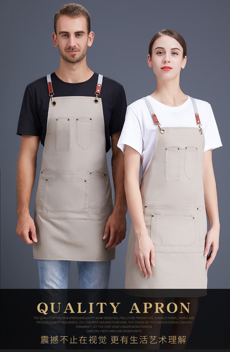 帆布牛仔围裙 韩版工作服厨房女定制logo定做网咖花店咖啡店印字(图1)