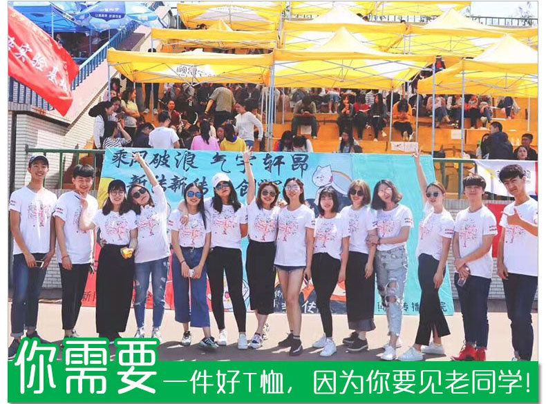 班服定制夏季t恤纯棉短袖同学生聚会全身印diy文化衫订做印字logo(图2)