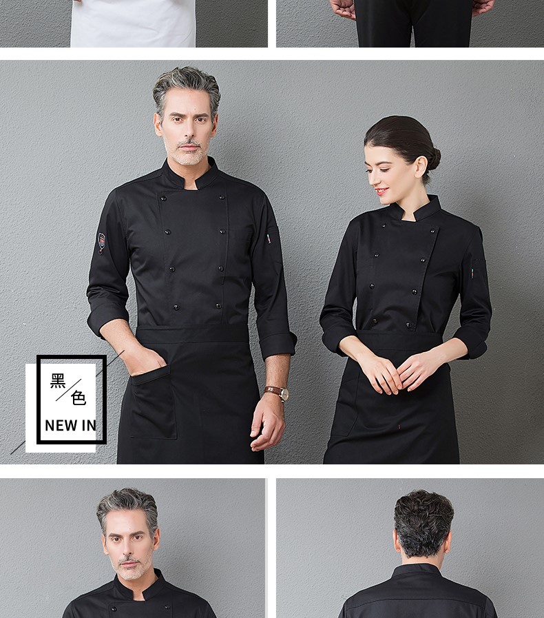 厨师工作服男秋冬装酒店烘焙蛋糕店西餐厅厨房厨师服长袖定制男女(图12)