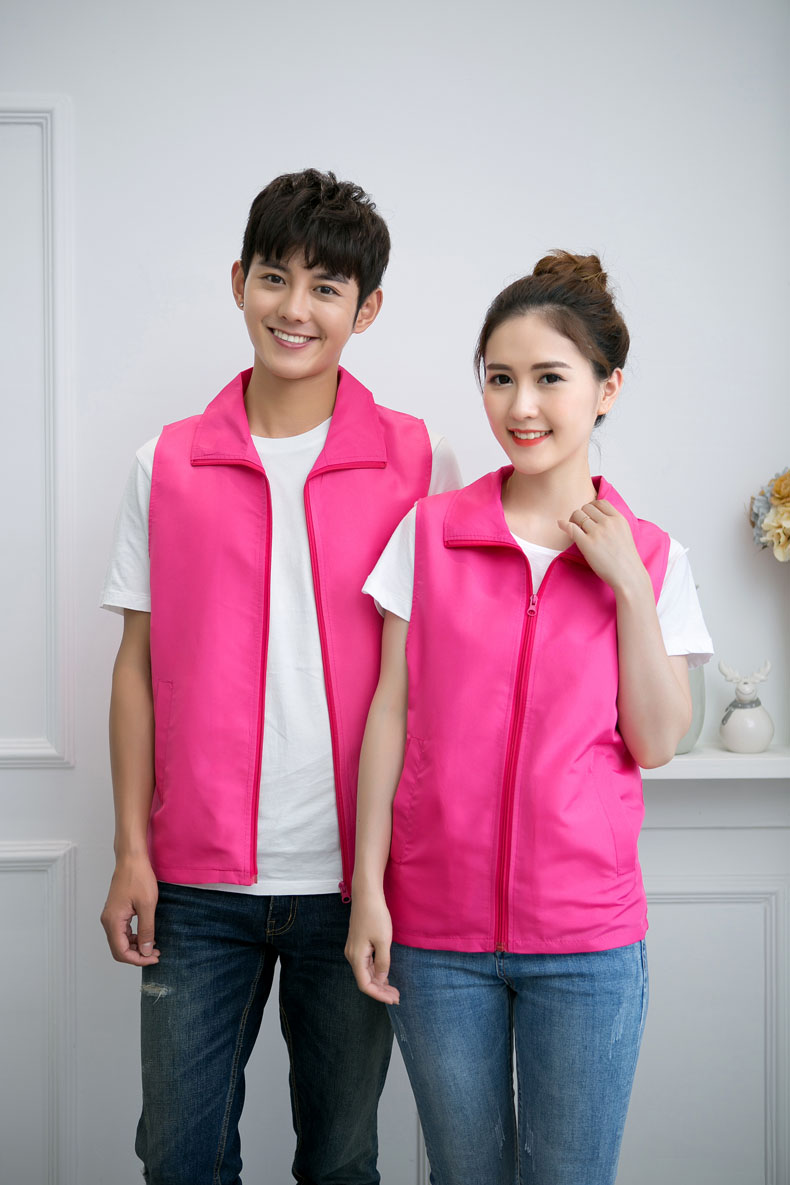 印logo定制志愿者马甲义工工作服公益活动服装v领背心纯棉红马甲(图31)