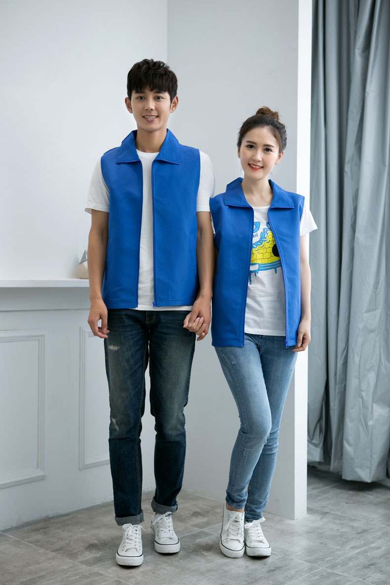 印logo定制志愿者马甲义工工作服公益活动服装v领背心纯棉红马甲(图26)