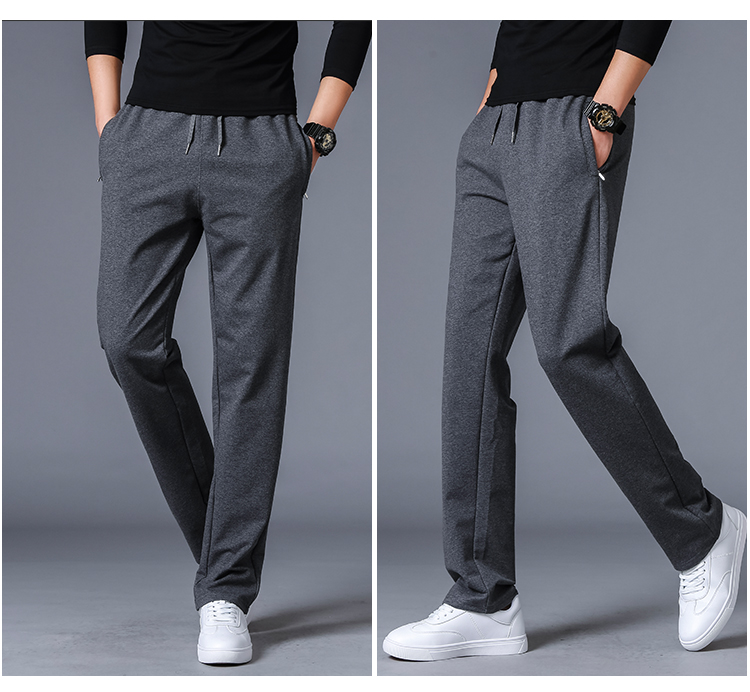 运动裤男休闲裤秋冬季纯棉直筒长裤大码宽松加绒卫裤男春秋跑步裤(图8)