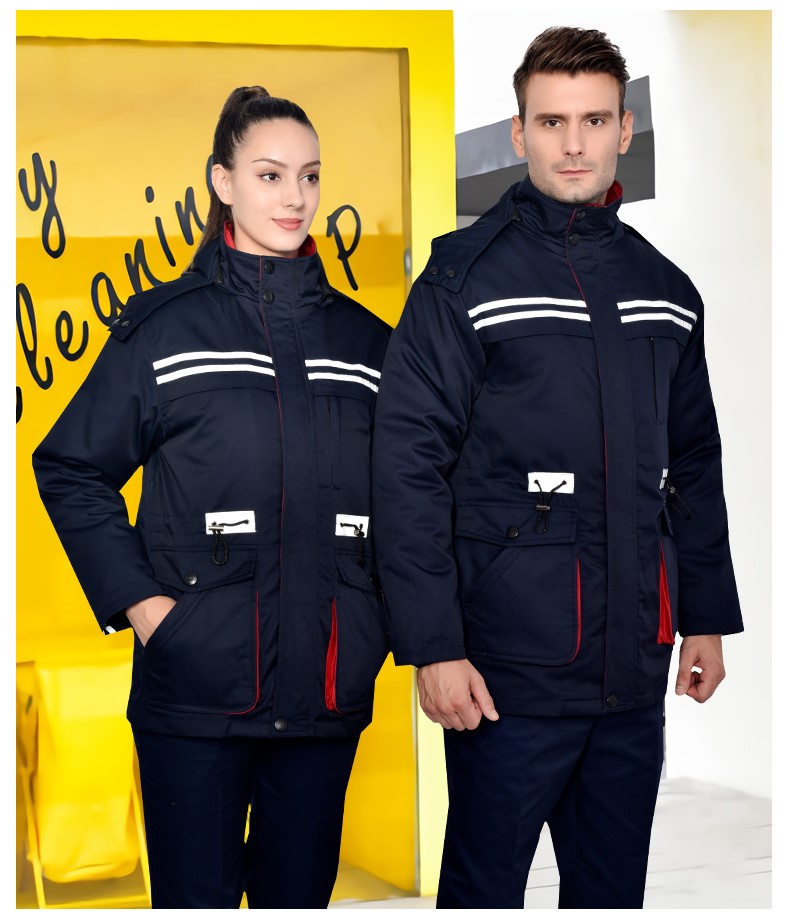 冬季工作服棉衣男加厚反光条劳保服羽绒棉袄耐磨大口袋防寒服冬装(图19)