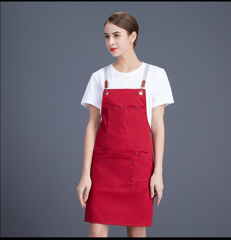 帆布牛仔围裙 韩版工作服厨房女定制logo定做网咖花店咖啡店印字(图15)