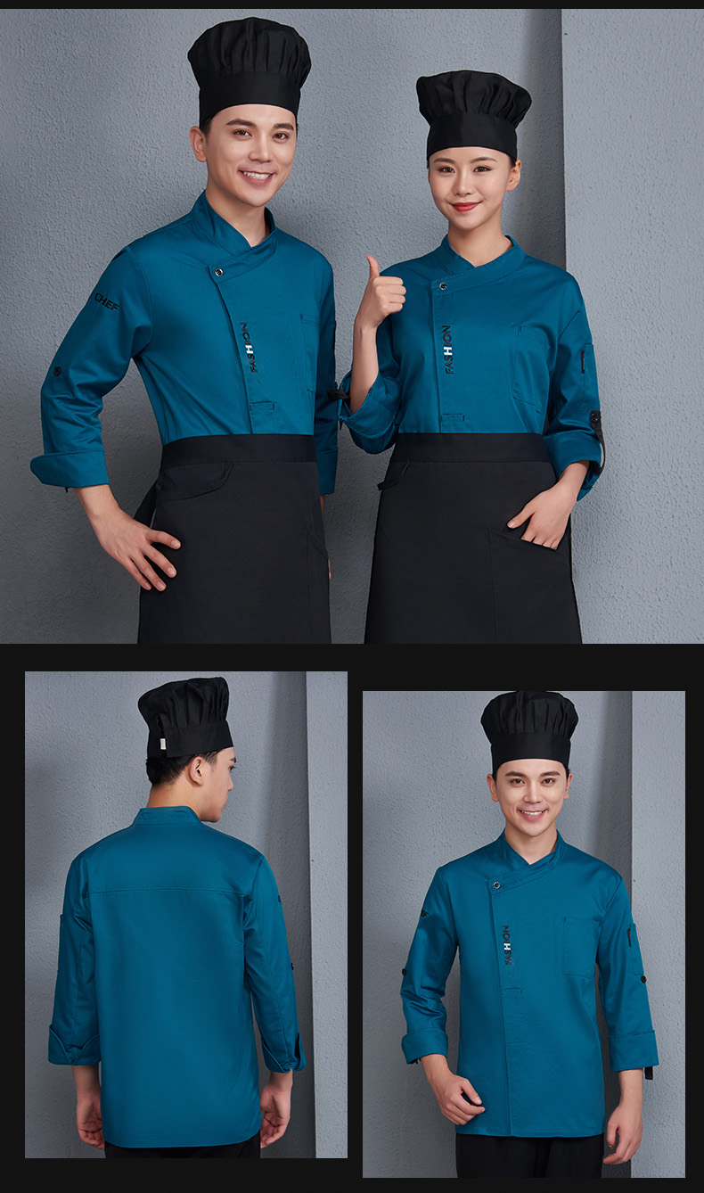 厨师工作服男长袖潮流厨衣定制西餐酒店厨房厨师服短袖夏季七分袖(图16)