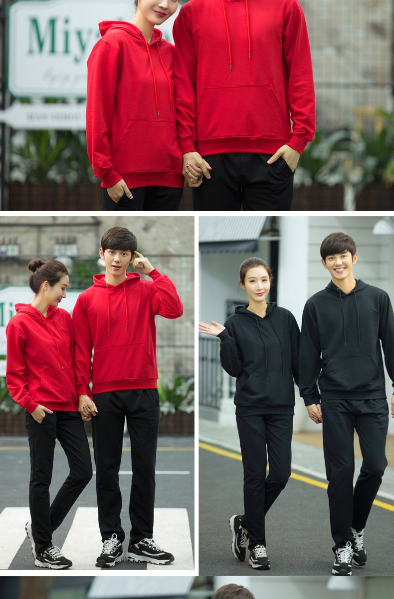 加绒带帽卫衣女工作服秋冬装定制班服团体活动衫男服务员印字diy(图4)