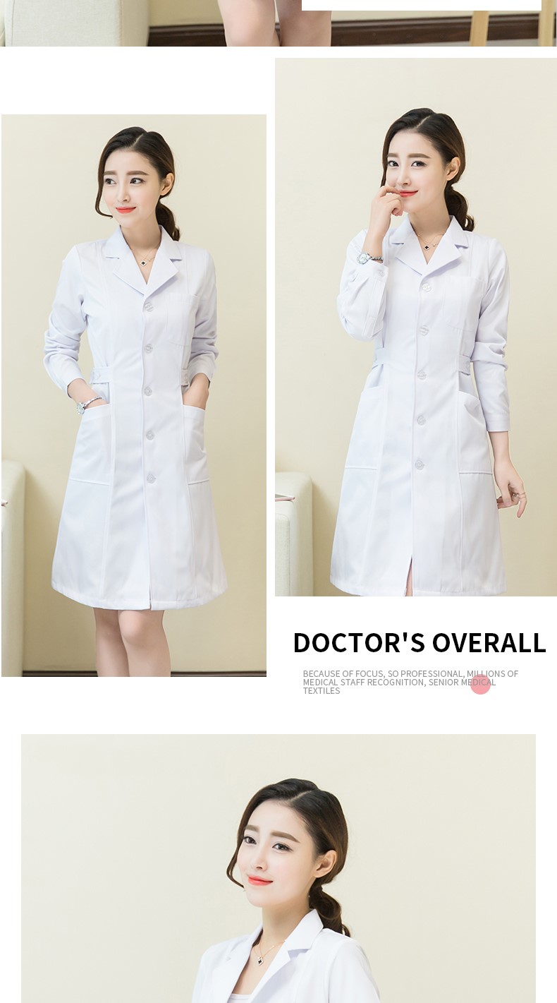 白大褂长袖女医生服短袖定制logo印字长款实验服大学生化学工作室(图12)