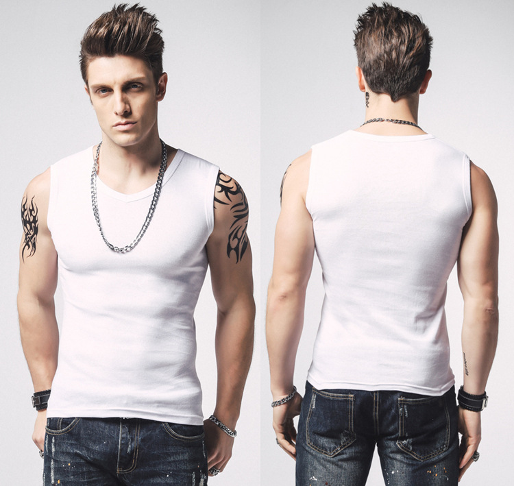 1575180149889282.jpg 男士背心无袖t恤纯棉健身运动紧身打底砍袖宽肩夏季青年修身型(图28)
