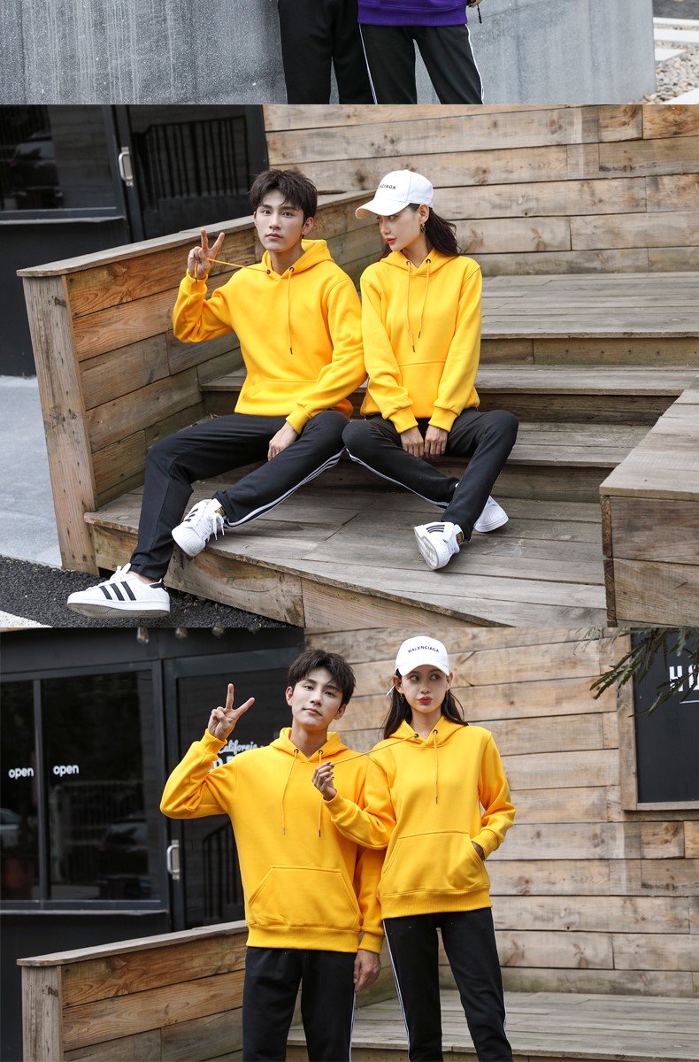 加绒带帽卫衣女工作服秋冬装定制班服团体活动衫男服务员印字diy(图32)