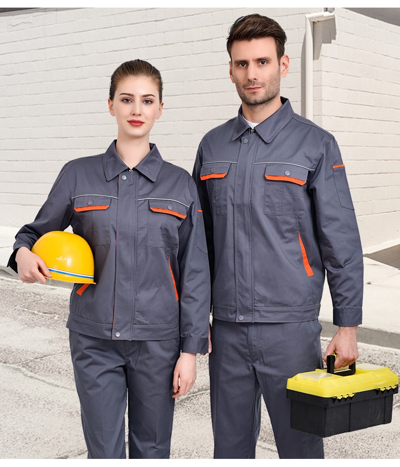 工作服套装男 长袖加厚耐磨工厂车间汽修服劳保服上衣定做印字(图19)