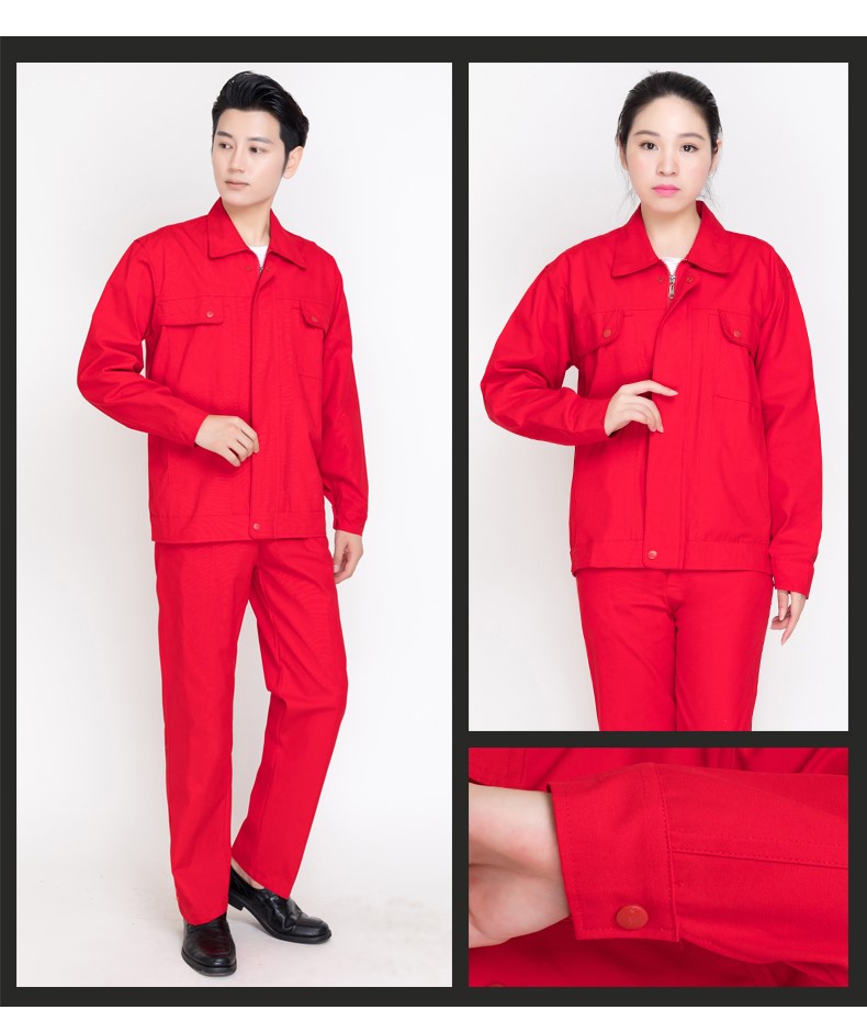 纯棉春秋工作服套装男大红中国石油电焊防静电加油站劳保服服定制(图10)