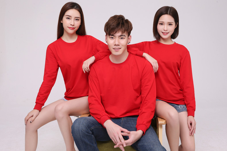 纯棉圆领卫衣工作服定制logo加厚企业文化衫定做无帽广告团体服装(图1)