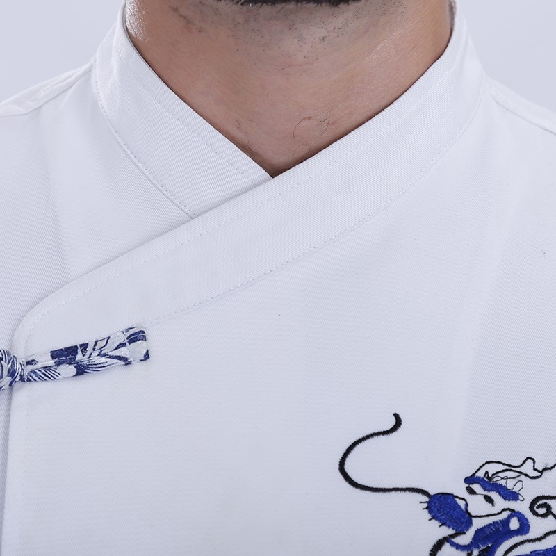 酒店厨师工作服男长袖绣龙厨房秋冬款后厨厨师长工衣中国风青花瓷(图4)