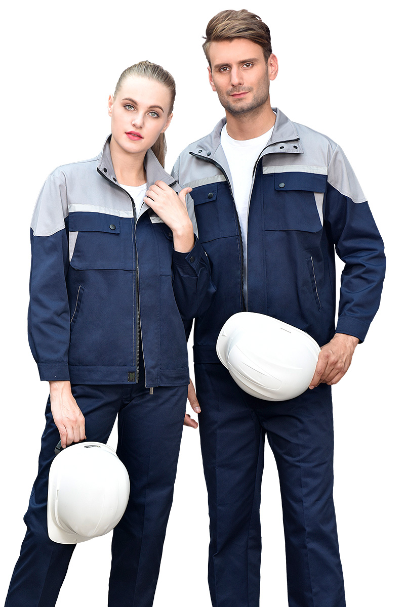 反光条长袖工作服套装男 春秋耐磨工人工厂车间上衣劳保服汽修服(图21)