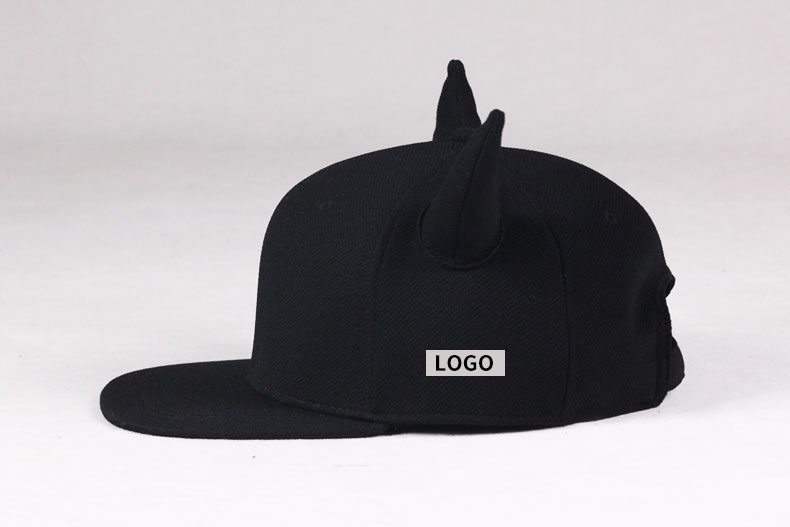 TOPCUL定制黑牛角刺绣印LOGO嘻哈帽男女帽子平沿帽街舞帽棒球帽子(图5)