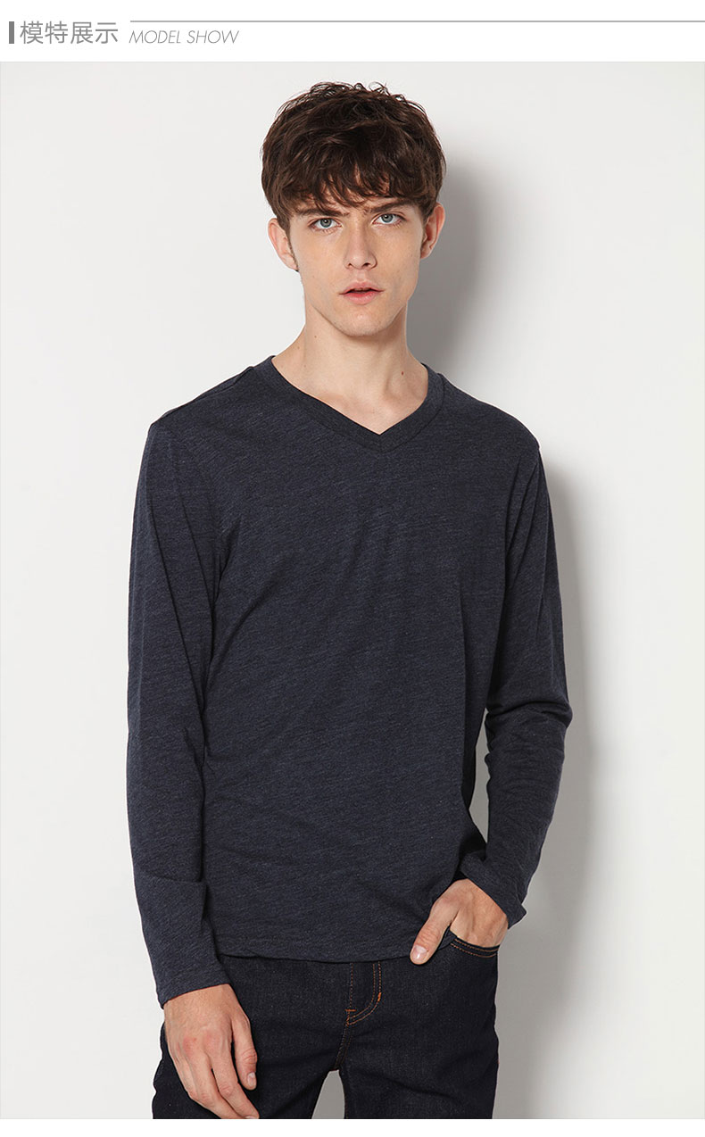 情侣款男士纯色倒三角LOGO长袖T恤(图7)