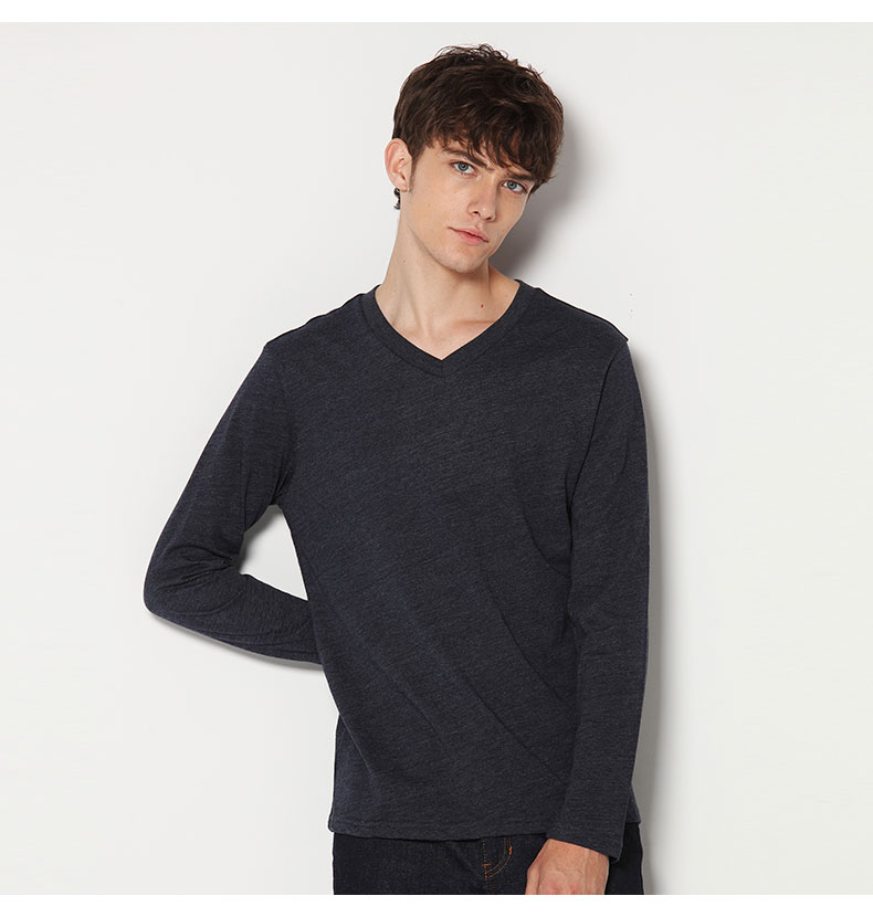 情侣款男士纯色倒三角LOGO长袖T恤(图9)