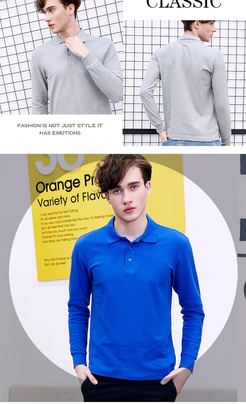 纯棉长袖t恤polo衫定制logo翻领工作服定做diy广告文化衫印字刺绣(图6)