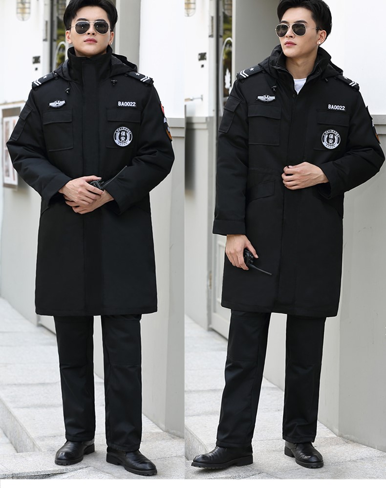 保安大衣男冬季制服棉服黑色作训服冬装套装女耐磨定制工作服棉衣(图20)