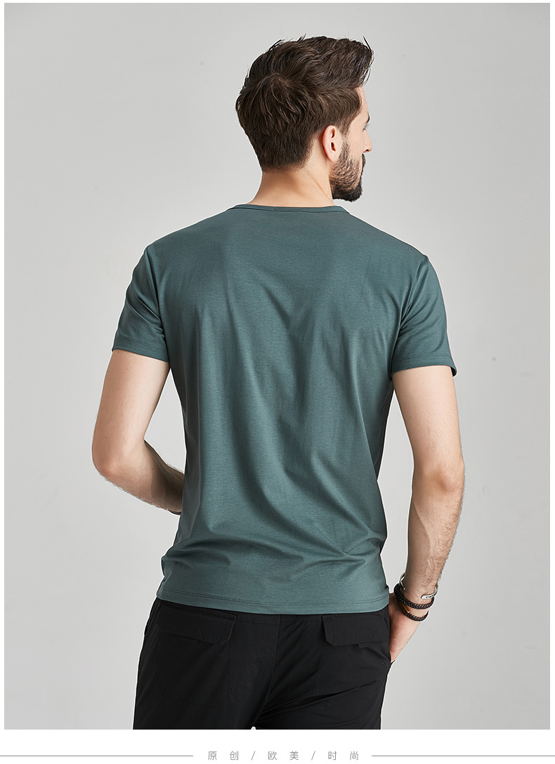 1574760007746191.jpg 莫代尔棉短袖t恤男士夏季v领衣服潮流半袖丅潮牌冰丝体恤衫(图6)