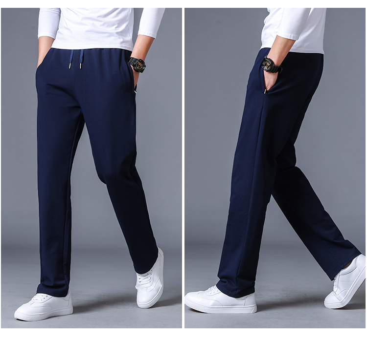 运动裤男休闲裤秋冬季纯棉直筒长裤大码宽松加绒卫裤男春秋跑步裤(图11)