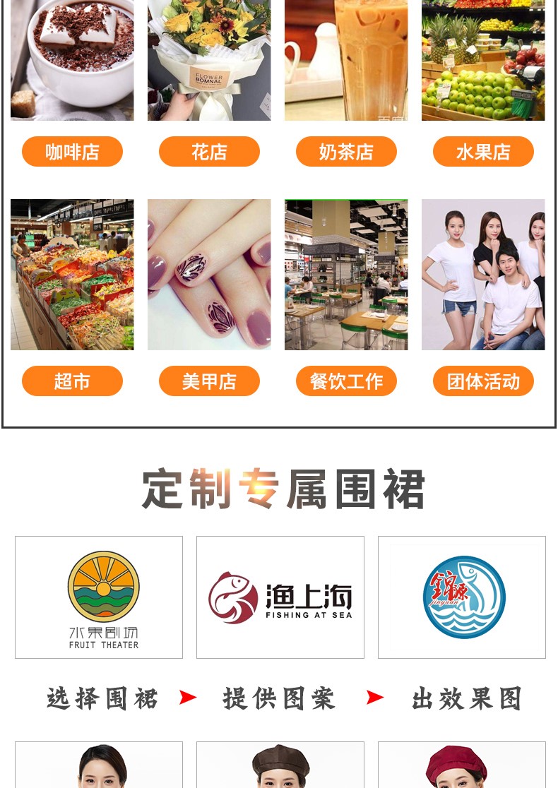 1578815019148437.jpg 围裙女时尚工作服帆布漂亮韩版家用厨房美甲店咖啡厅带兜上班定制(图5)