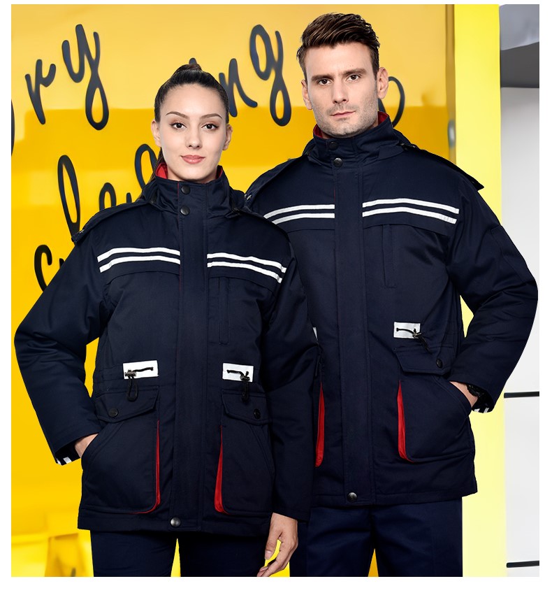 冬季工作服棉衣男加厚反光条劳保服羽绒棉袄耐磨大口袋防寒服冬装(图20)