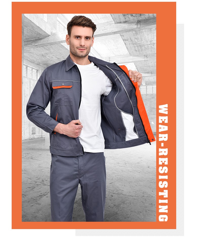 工作服套装男 长袖加厚耐磨工厂车间汽修服劳保服上衣定做印字(图20)