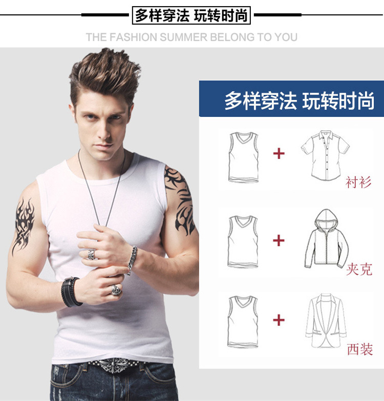 1575180147801008.jpg 男士背心无袖t恤纯棉健身运动紧身打底砍袖宽肩夏季青年修身型(图7)