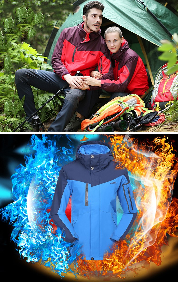 冲锋衣男三合一可拆卸加厚女连锁商超团体定制印logo字刺绣工作服(图1)