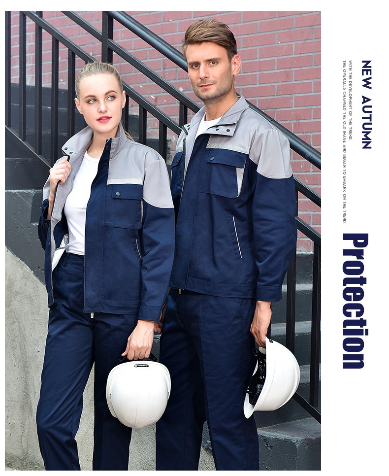 反光条长袖工作服套装男 春秋耐磨工人工厂车间上衣劳保服汽修服(图8)