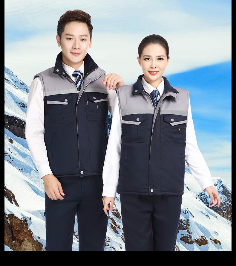 冬季建筑工地工人工厂仓储反光条背心男女环卫工程保暖棉马甲(图14)