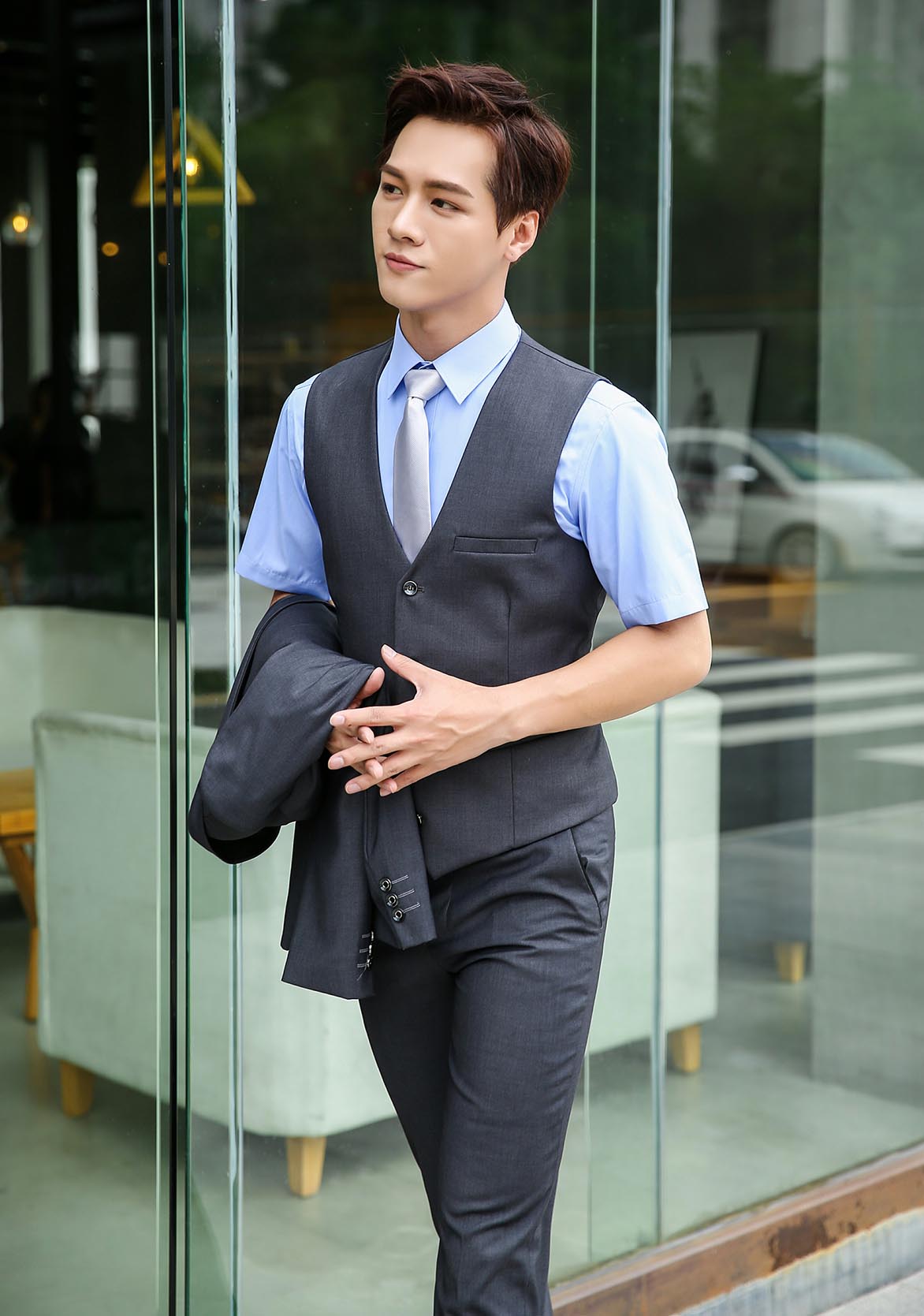 171#男女马甲灰色（仿毛哔叽料）(图8)