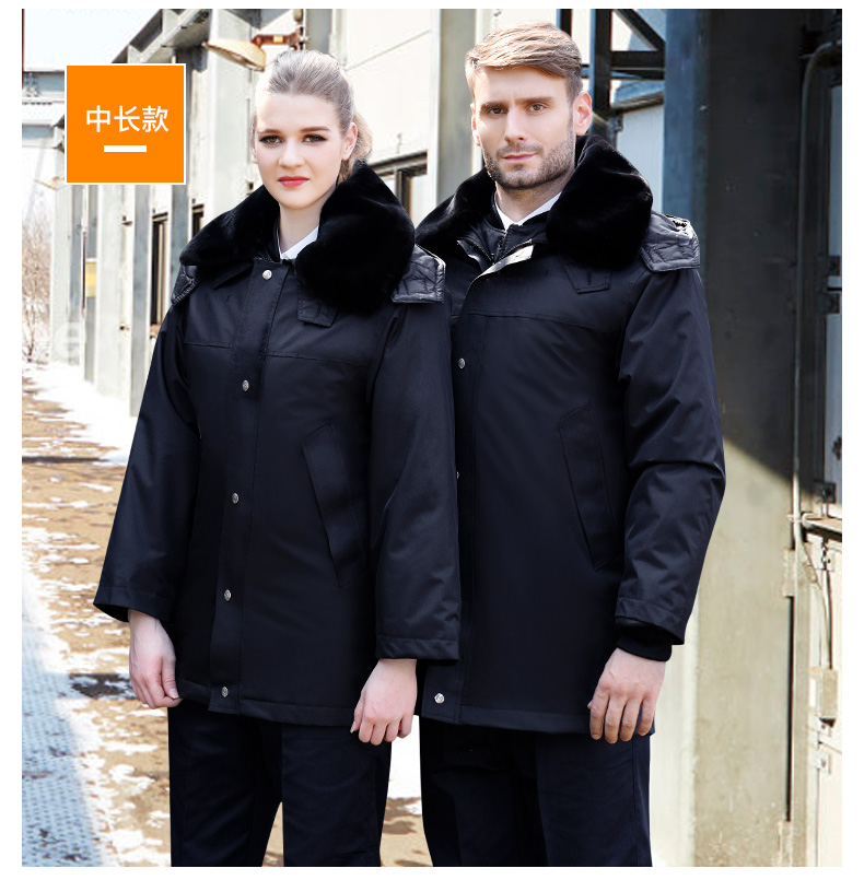 保安棉衣男冬季加厚工作服反光条棉服保安服冬装多功能大衣防寒服(图18)