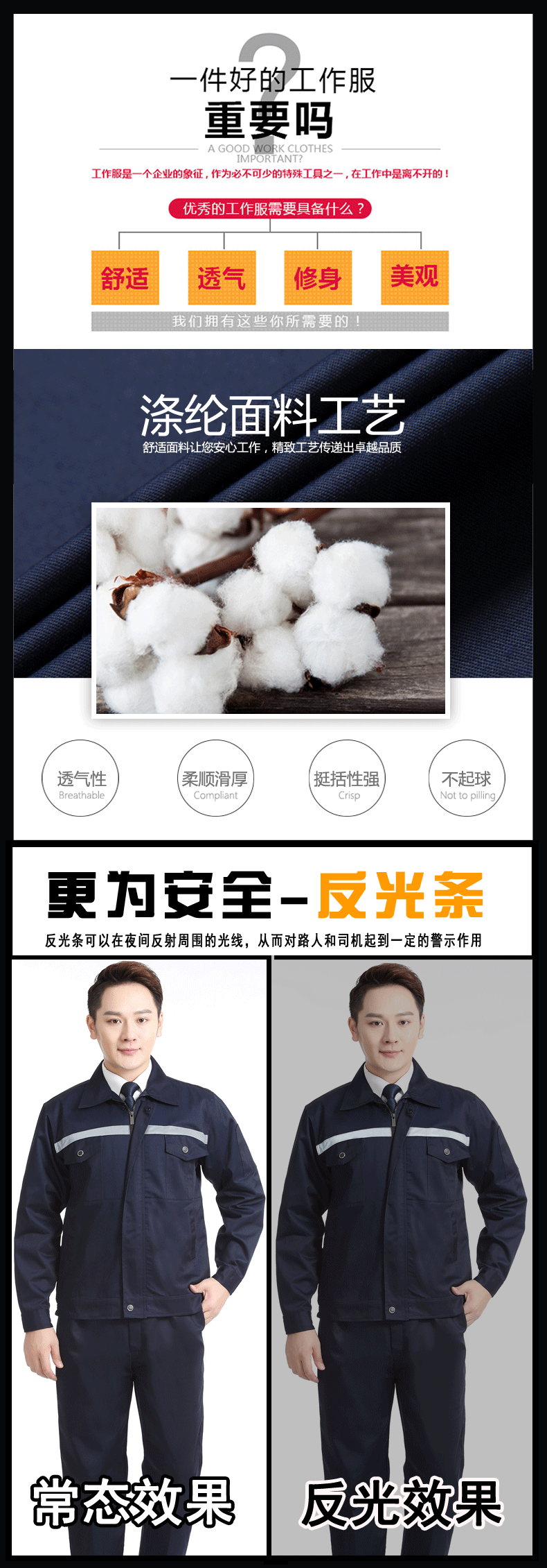 反光条焊工防烫电焊工作服套装男耐磨纯棉全棉长袖劳保上衣工作定制(图2)