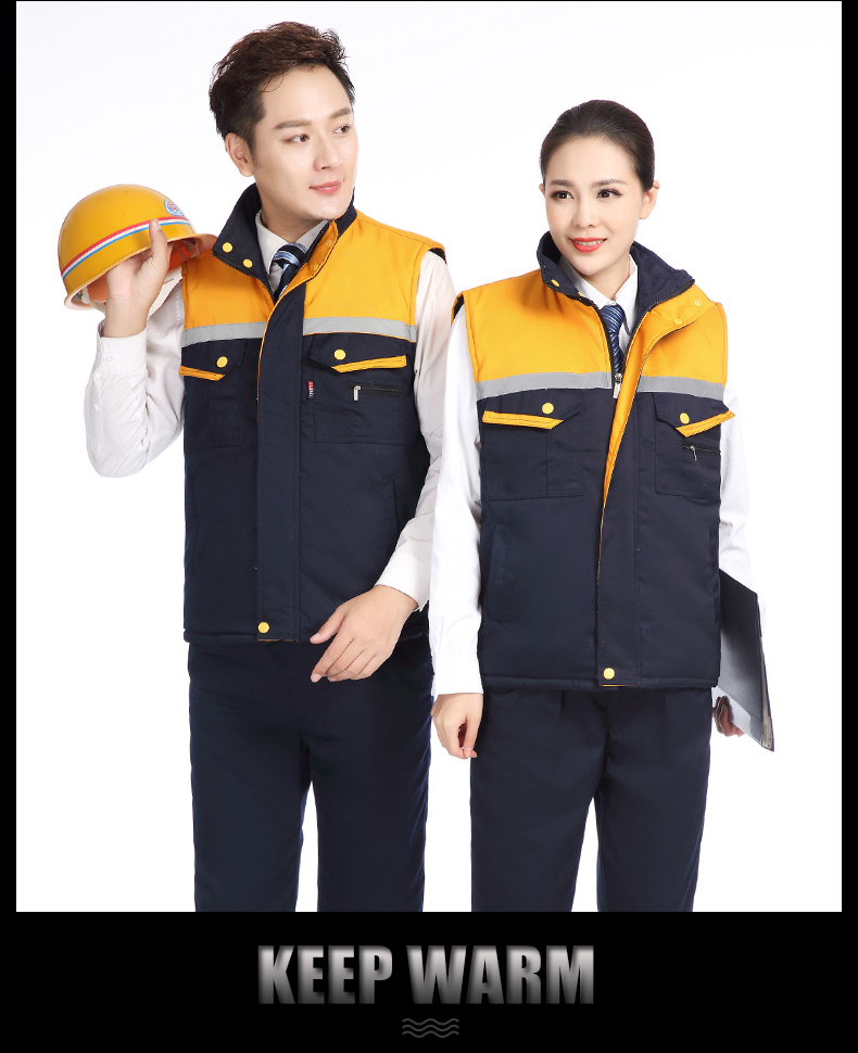 冬季建筑工地工人工厂仓储反光条背心男女环卫工程保暖棉马甲(图23)