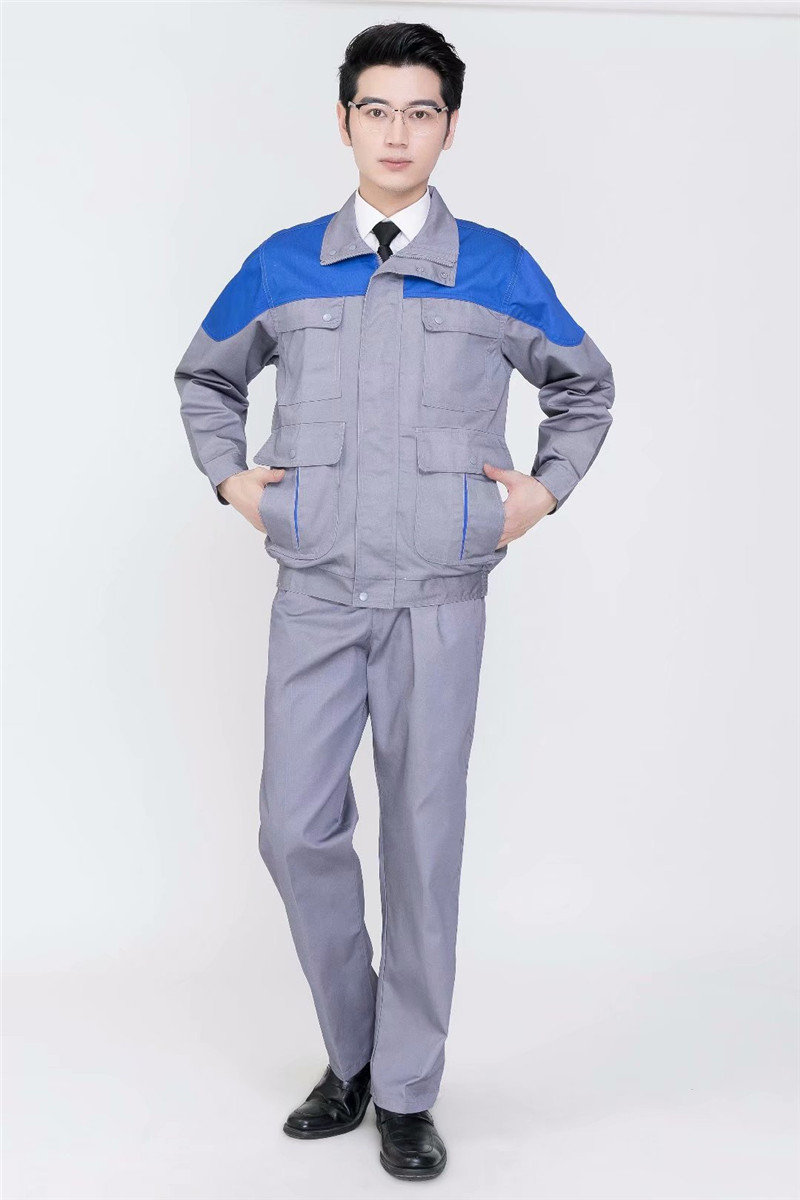 长袖拼色工作服套装男定制印字救援服劳保上衣汽修服工地车间(图4)