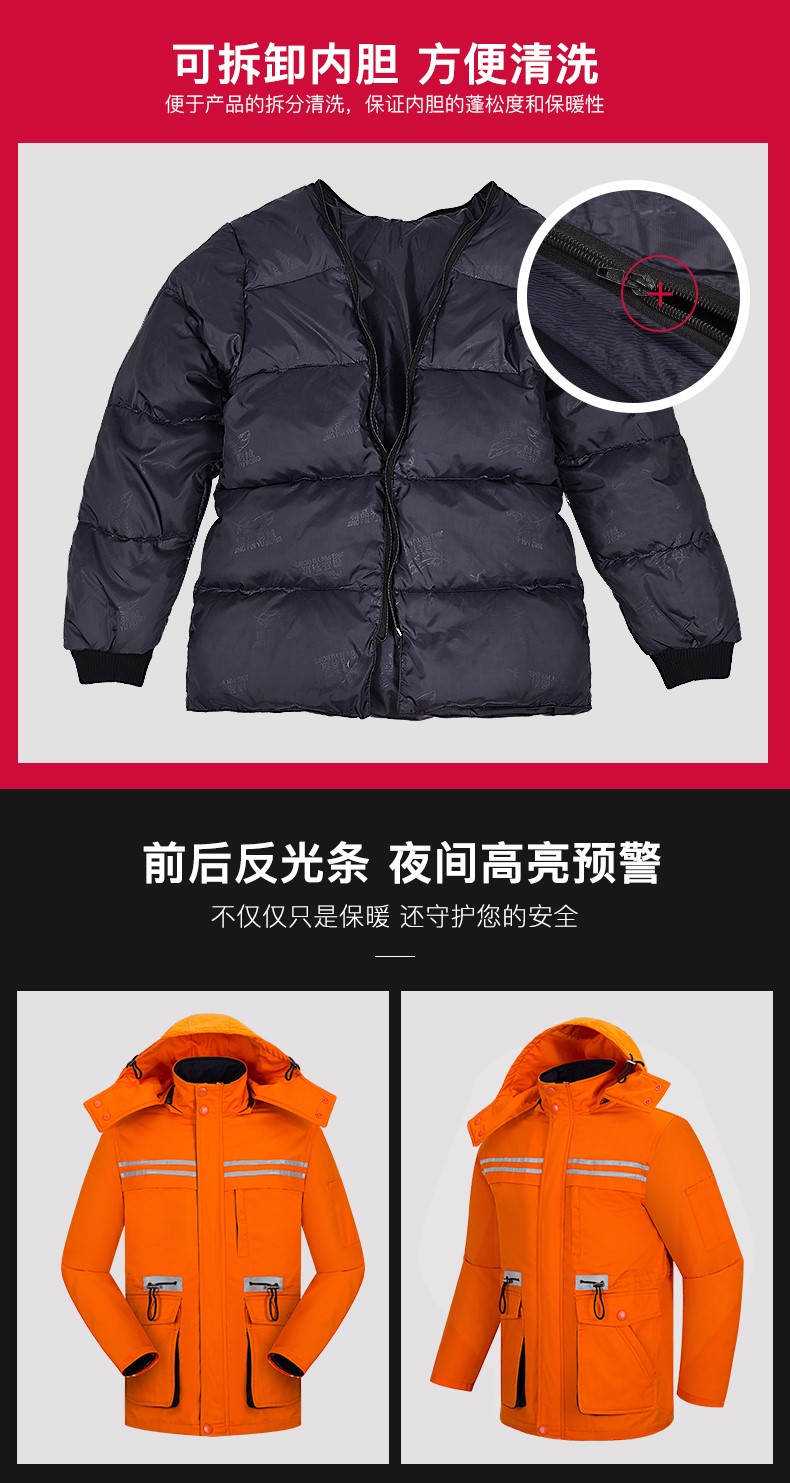 冬季工作服棉衣男劳保服棉服冬天加厚耐磨防寒保暖中长款棉袄套装(图8)