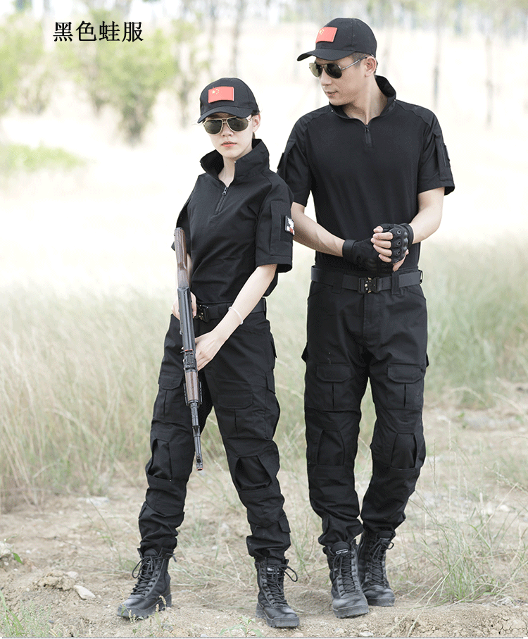 1577437000549656.png 黑色短袖蛙服套装特种兵作训服夏装户外军迷真人CS训练作战服(图11)