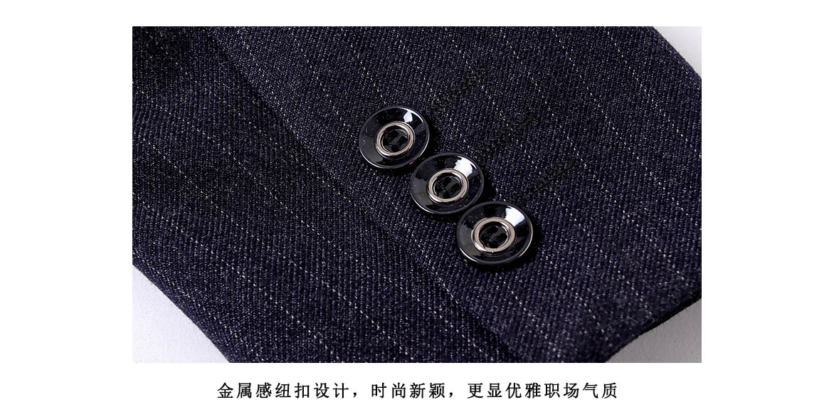男女西装套装1111#条纹黑底（仿毛料）(图8)