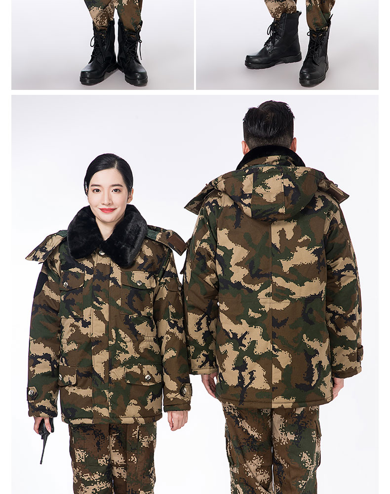 军大衣男冬季加厚中长款荒漠迷彩加绒劳保棉袄冷库防寒棉服大衣女(图13)