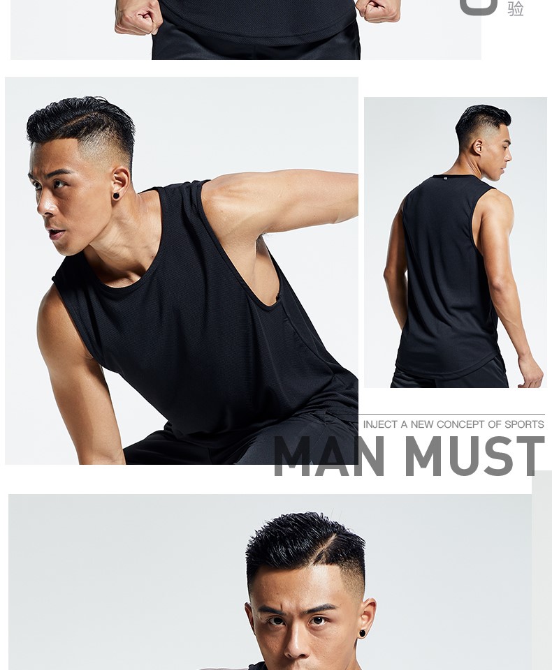 运动背心男夏季撸铁健身速干坎肩无袖宽松跑步T恤篮球训练健身衣(图11)