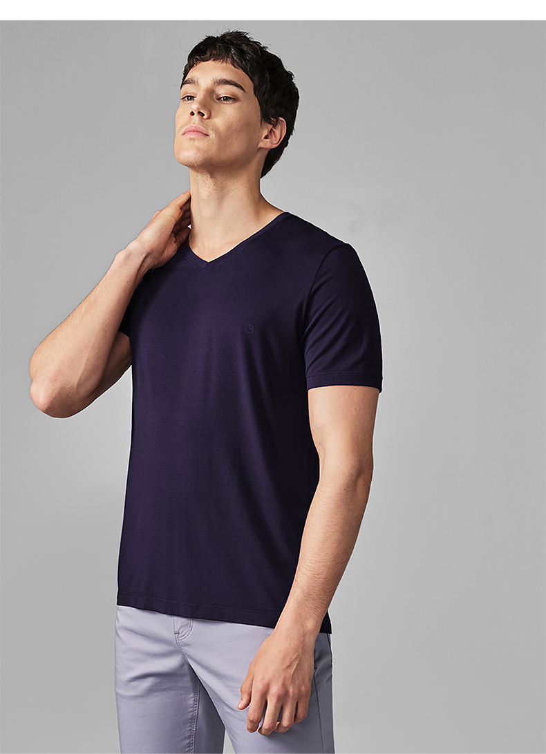 1575187387788200.jpg 2019男士夏季V领休闲家居短袖T恤衫(图2)