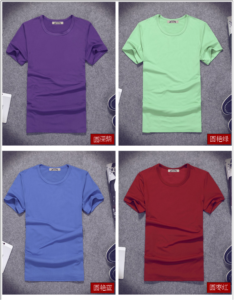 2019夏季男士短袖T恤V领纯色体恤打底衫紧身半袖大码男装纯黑色潮(图29)