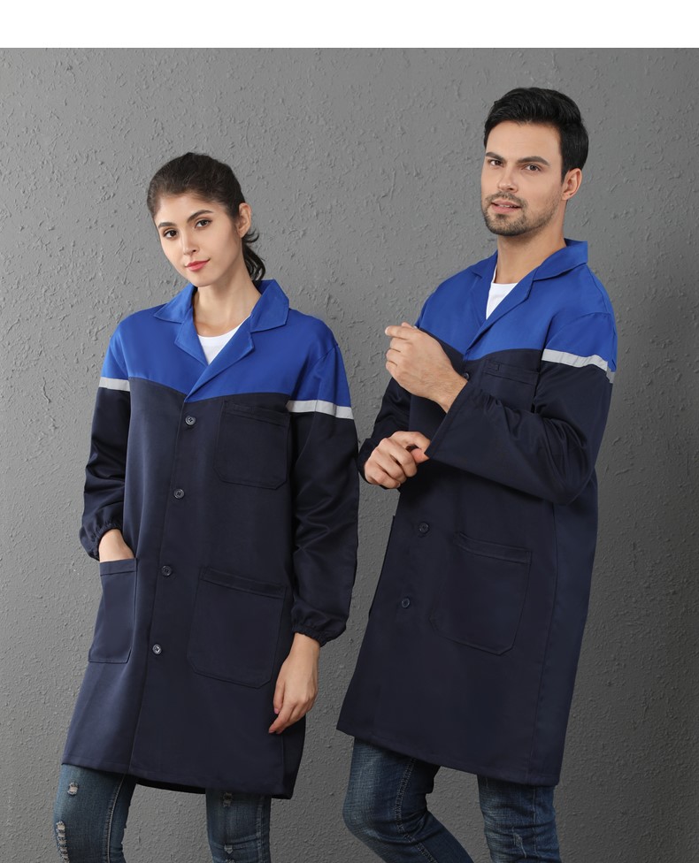 定制加厚蓝大褂工作服男女长款工装耐磨防尘搬运工服罩衣劳保服(图6)